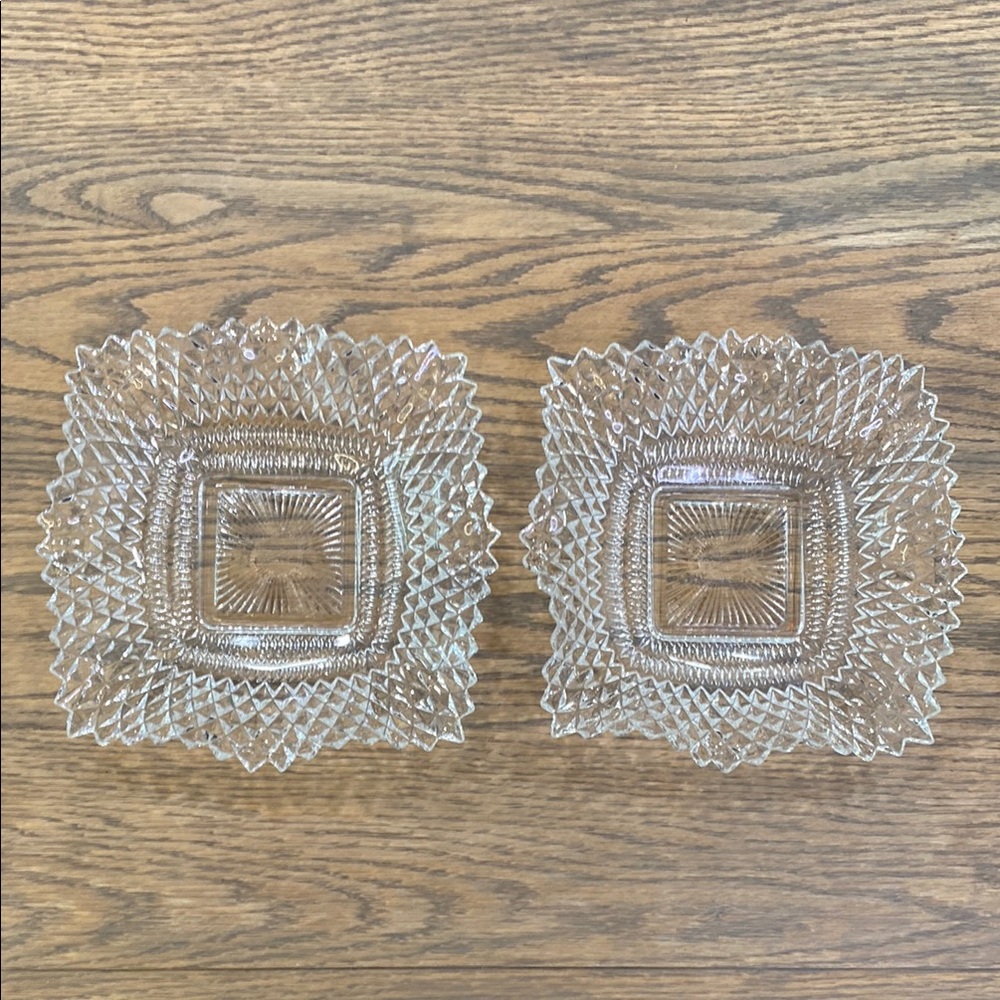 Elegant Vintage Crystal Glass Square Bowls